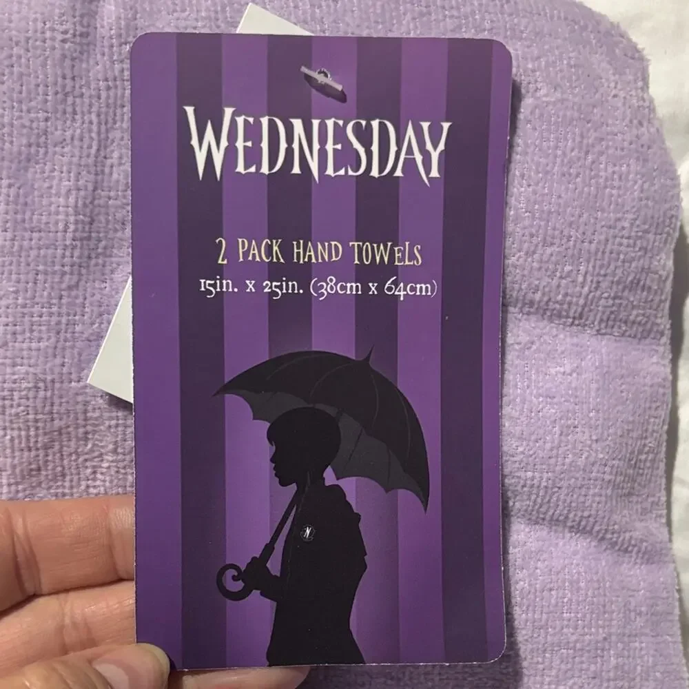 Purple Hand Towels with Gothic Design Wednesday Adam’s look alike Adam’s family